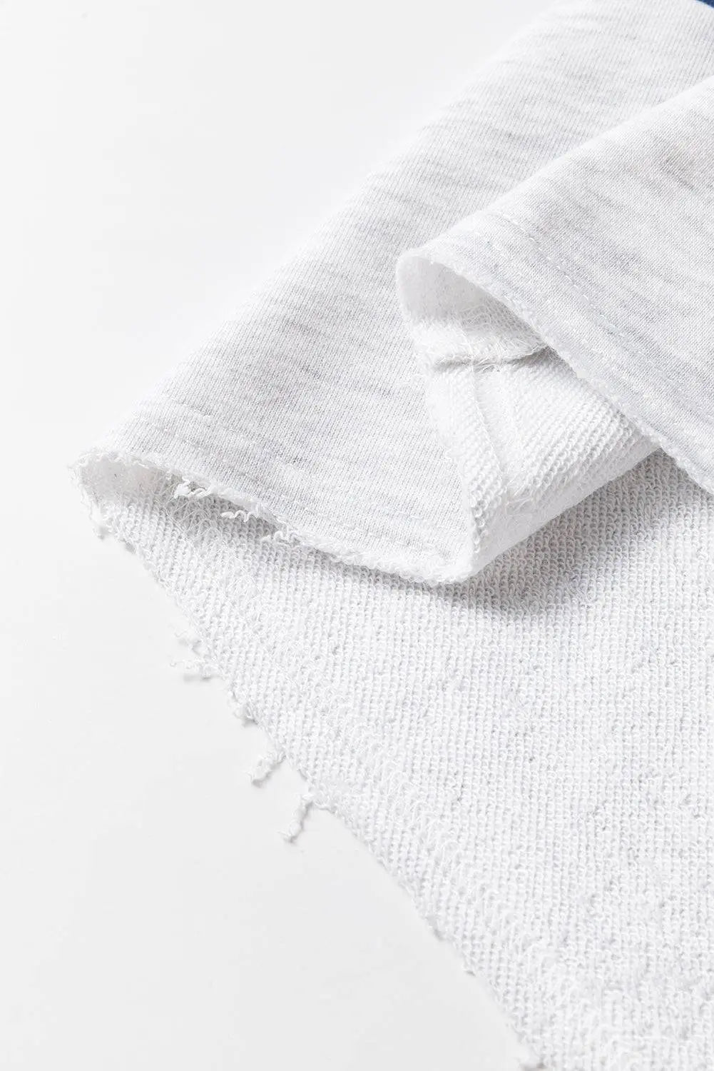 Sail Blue Colourblock Striped Patchwork Raw Seamed Sweatshirt - BB Fashion Outlet