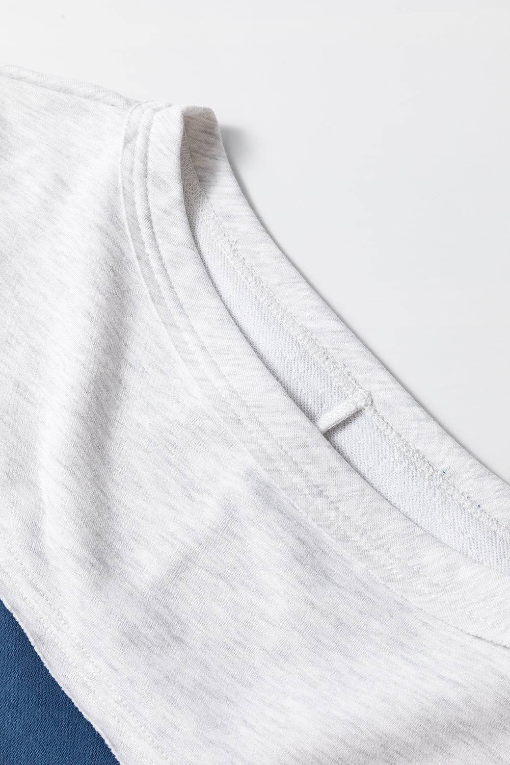 Sail Blue Colourblock Striped Patchwork Raw Seamed Sweatshirt - BB Fashion Outlet
