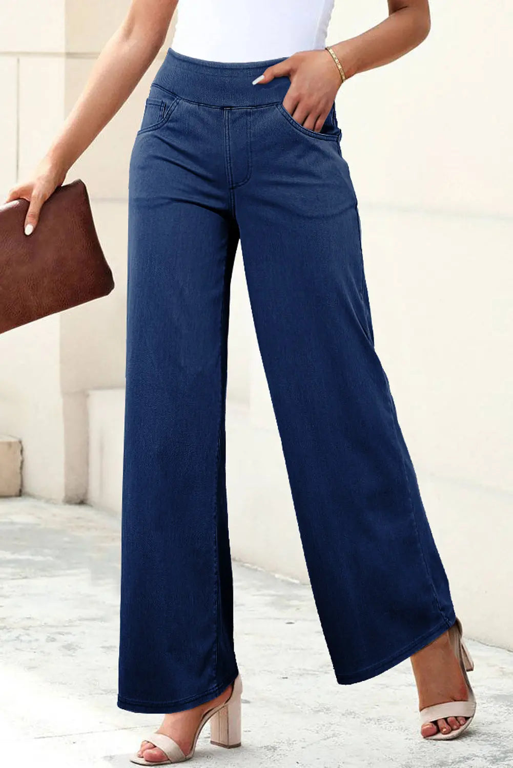 Sail Blue Medium Wash Straight Leg Loose Casual Jeans eAura