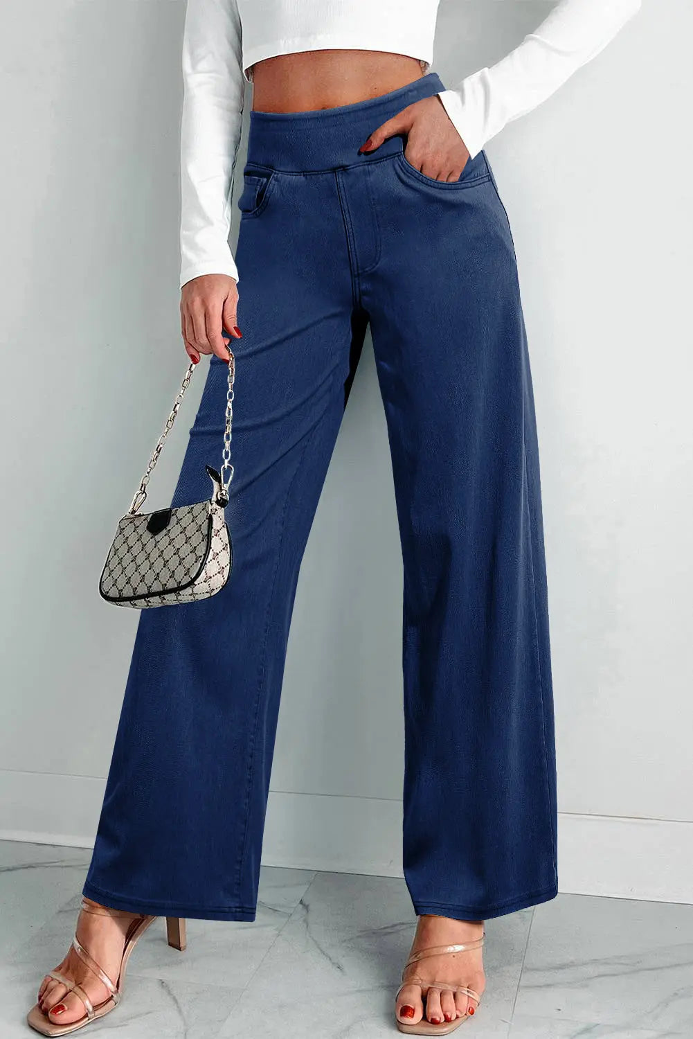 Sail Blue Medium Wash Straight Leg Loose Casual Jeans eAura