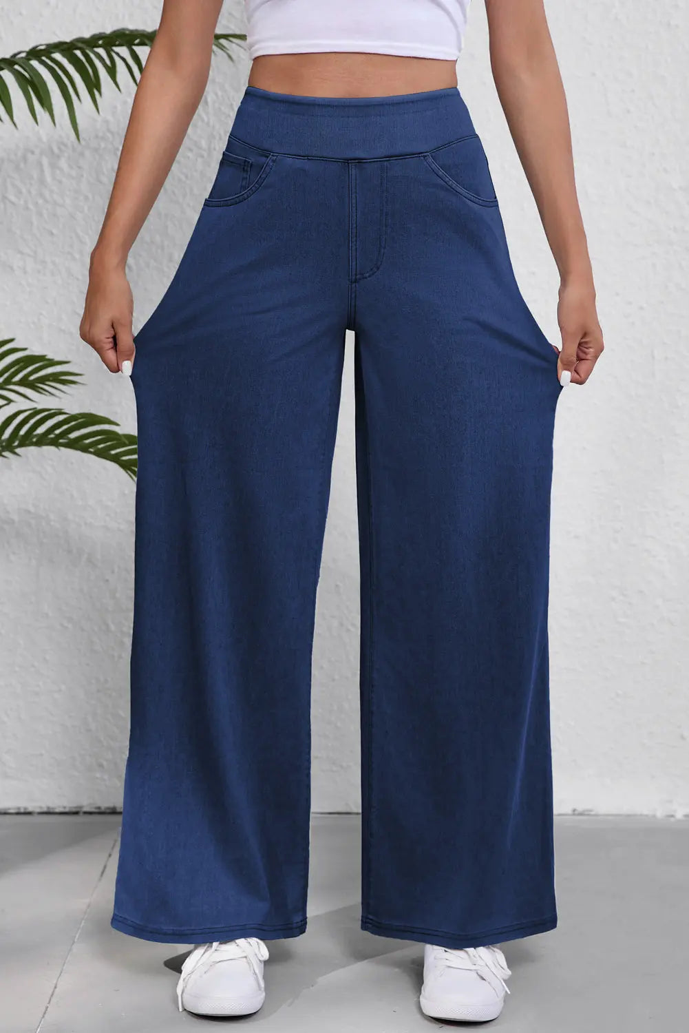 Sail Blue Medium Wash Straight Leg Loose Casual Jeans eAura