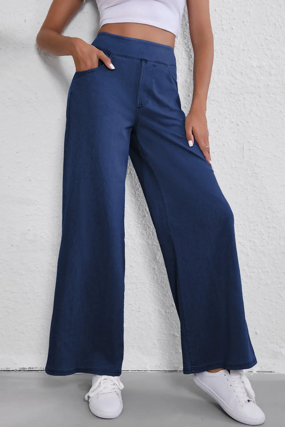 Sail Blue Medium Wash Straight Leg Loose Casual Jeans eAura