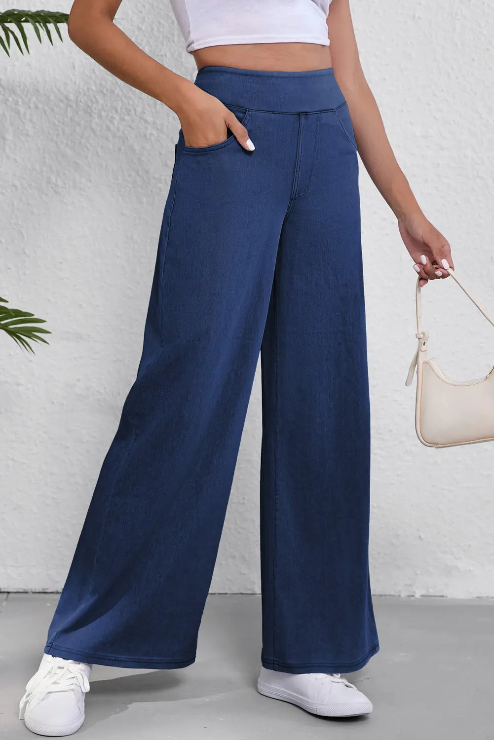 Sail Blue Medium Wash Straight Leg Loose Casual Jeans eAura