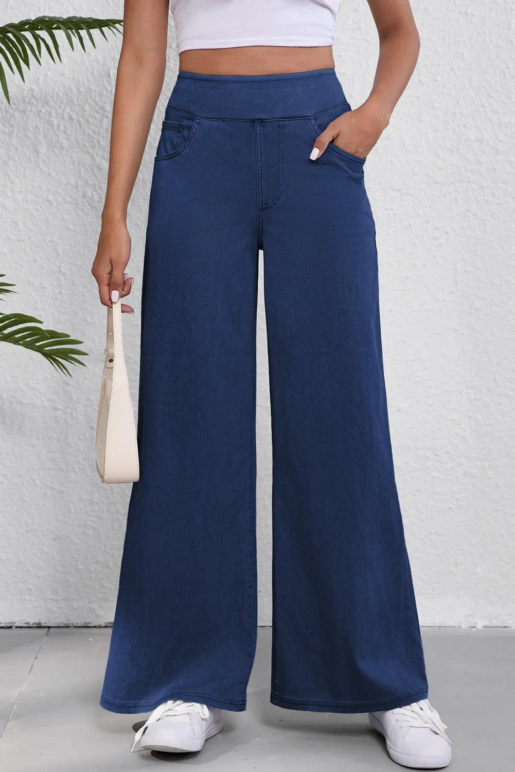 Sail Blue Medium Wash Straight Leg Loose Casual Jeans eAura