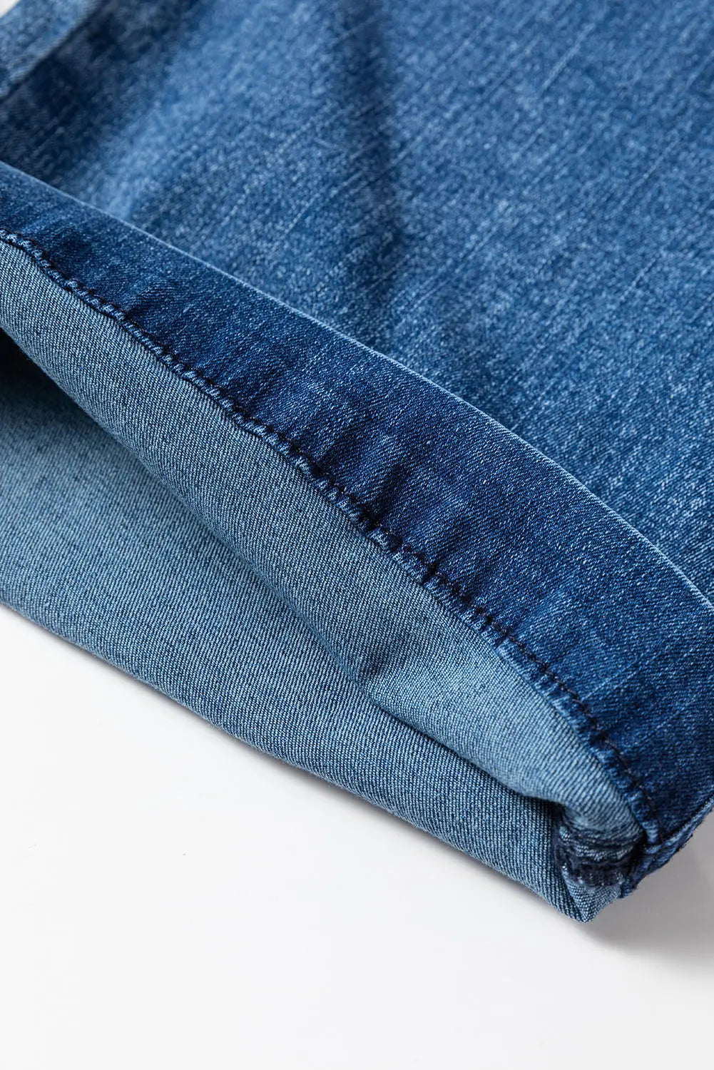 Sail Blue Mineral Wash Drawstring Waist Loose Straight Denim Trousers eAura