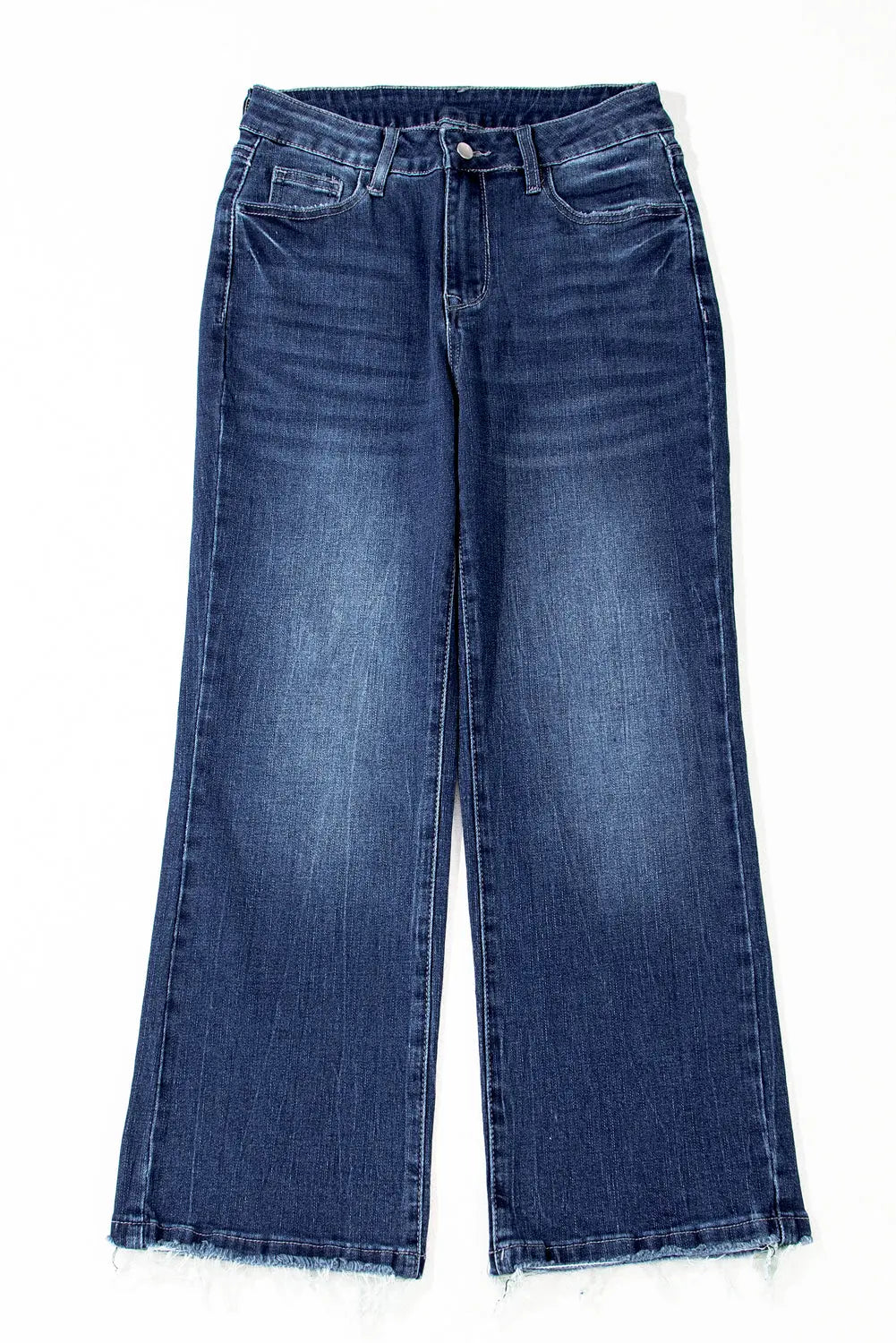 Sail Blue Mineral Wash Raw Hem High Waist Flared Jeans eAura