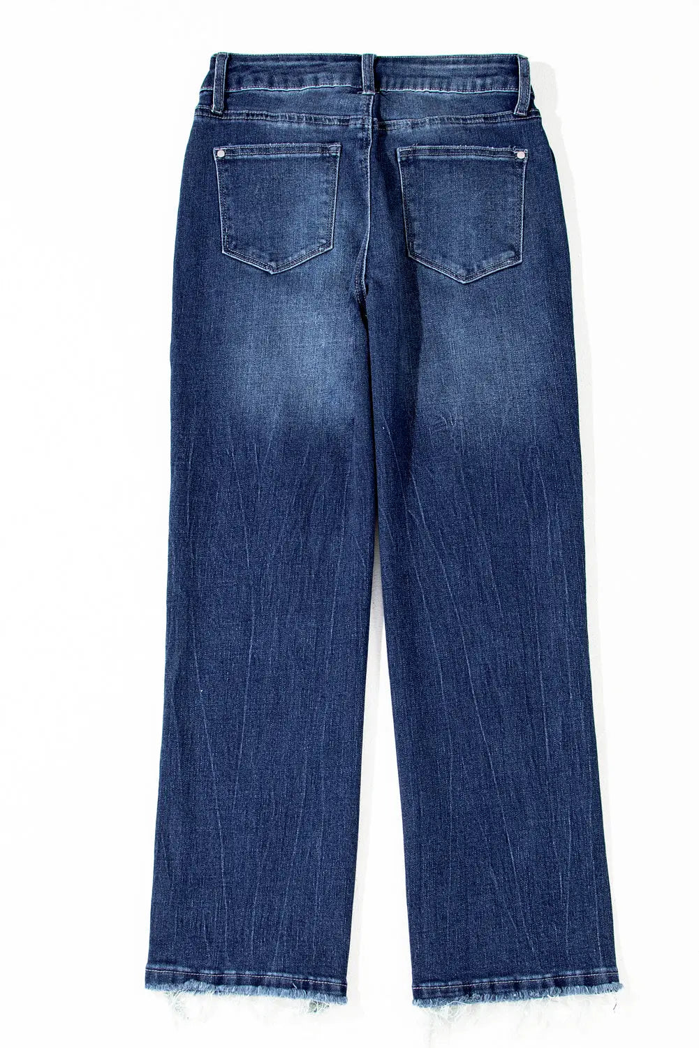 Sail Blue Mineral Wash Raw Hem High Waist Flared Jeans eAura