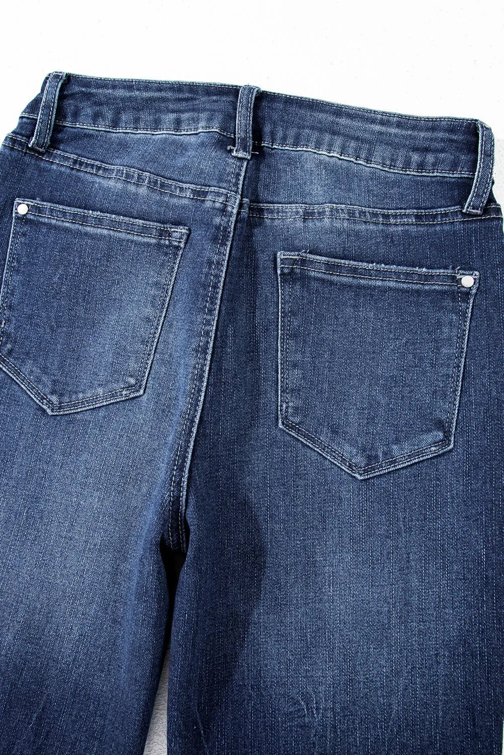 Sail Blue Mineral Wash Raw Hem High Waist Flared Jeans eAura