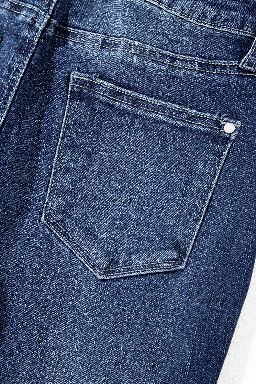 Sail Blue Mineral Wash Raw Hem High Waist Flared Jeans eAura