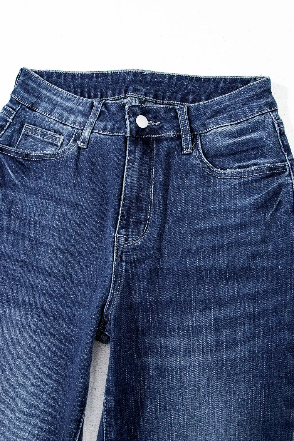 Sail Blue Mineral Wash Raw Hem High Waist Flared Jeans eAura