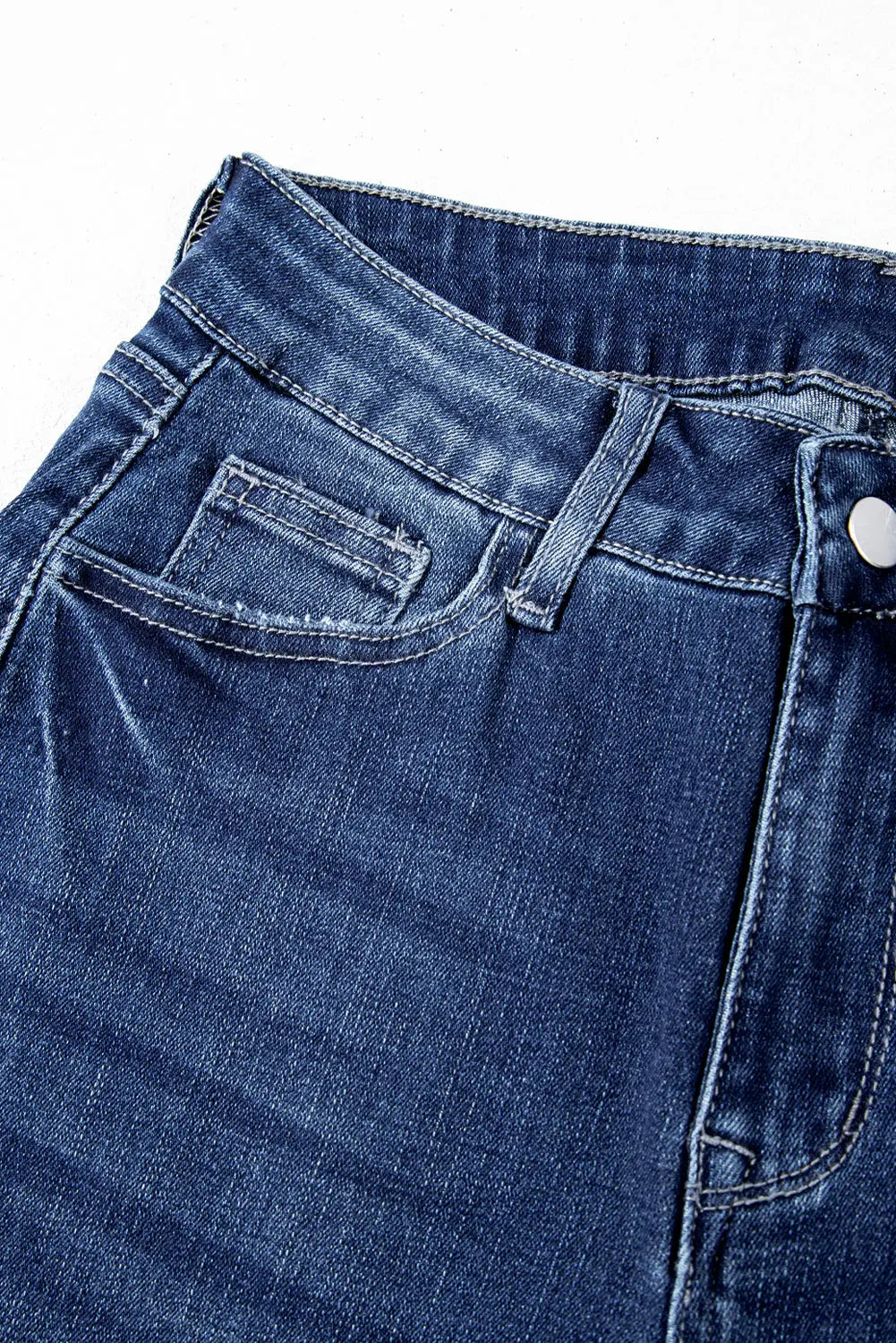 Sail Blue Mineral Wash Raw Hem High Waist Flared Jeans eAura
