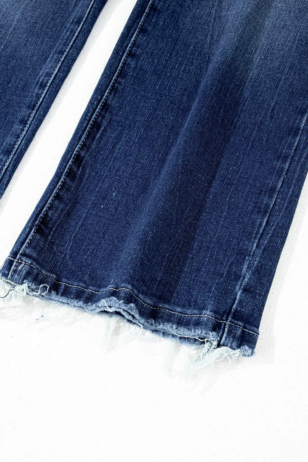 Sail Blue Mineral Wash Raw Hem High Waist Flared Jeans eAura
