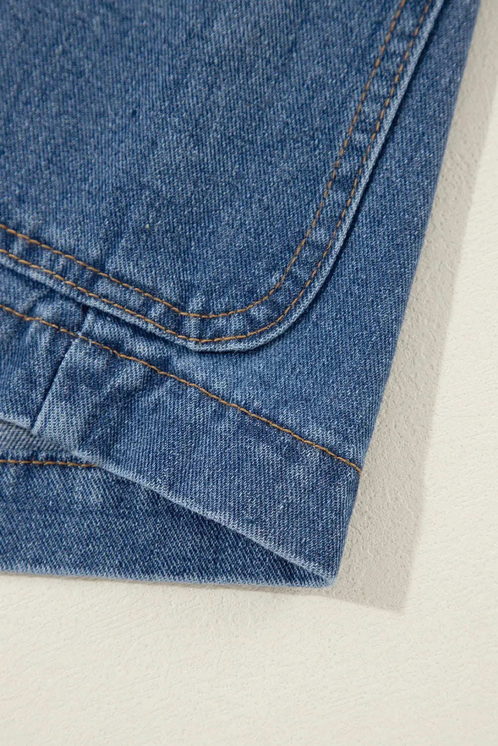 Sail Blue Side Pockets Lapel Collar Denim Jacket - eAura