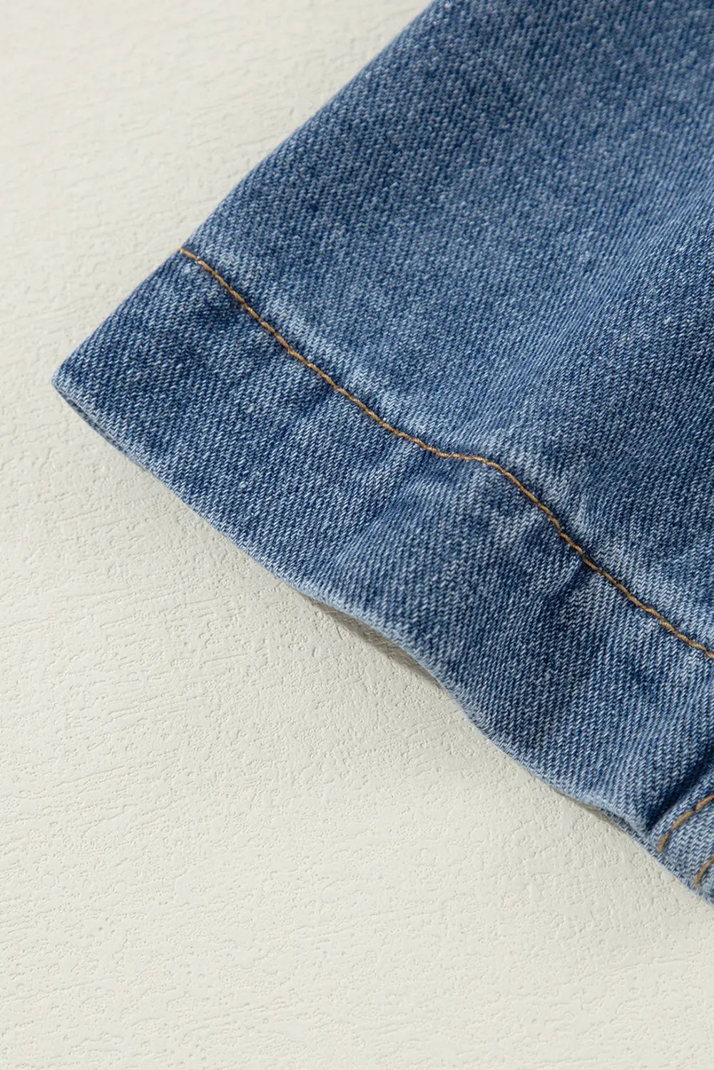 Sail Blue Side Pockets Lapel Collar Denim Jacket - eAura