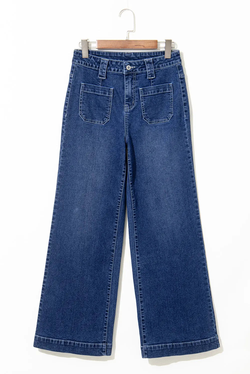 Sail Blue Wide Leg Pocketed High Waist Jeans eAura