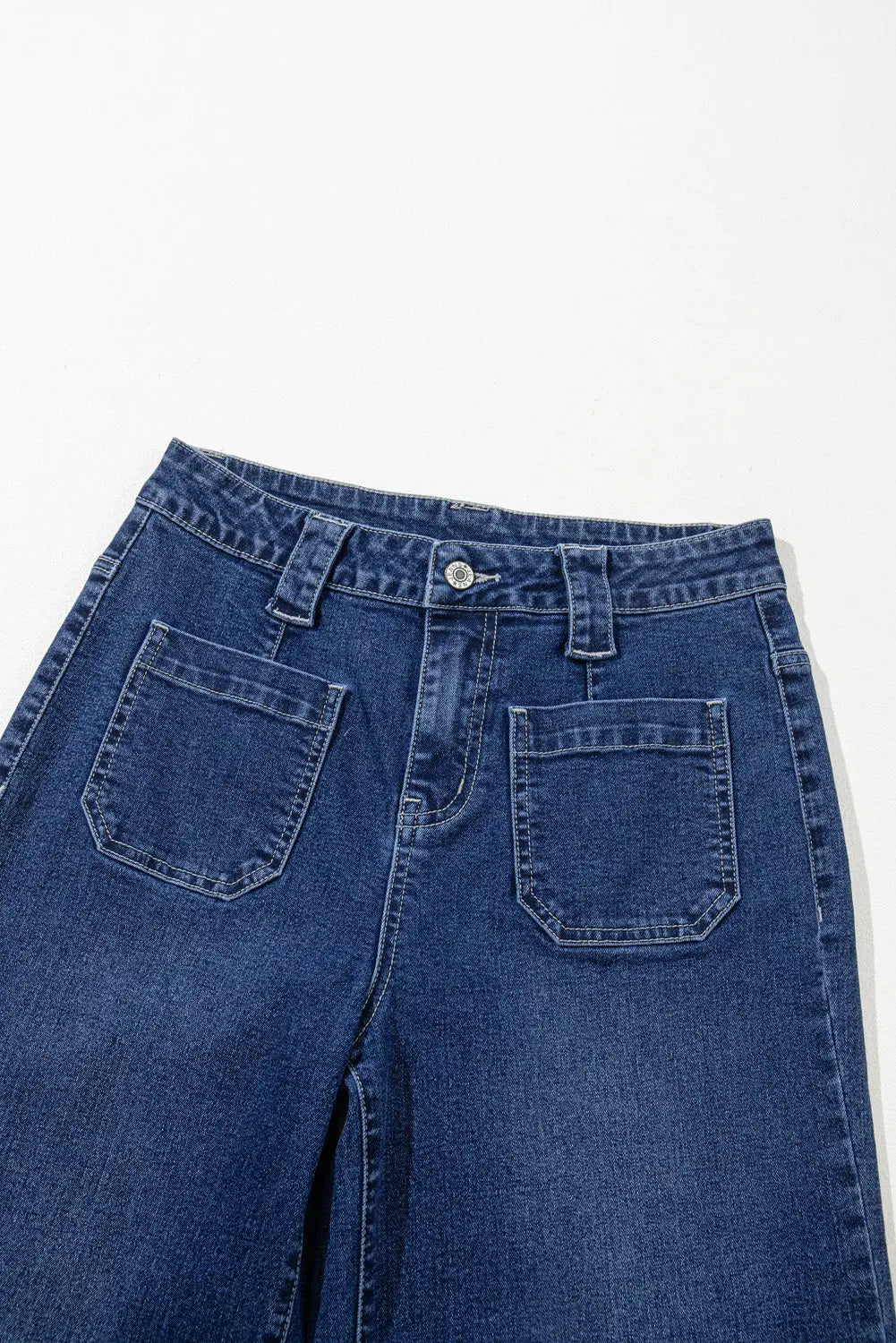 Sail Blue Wide Leg Pocketed High Waist Jeans eAura