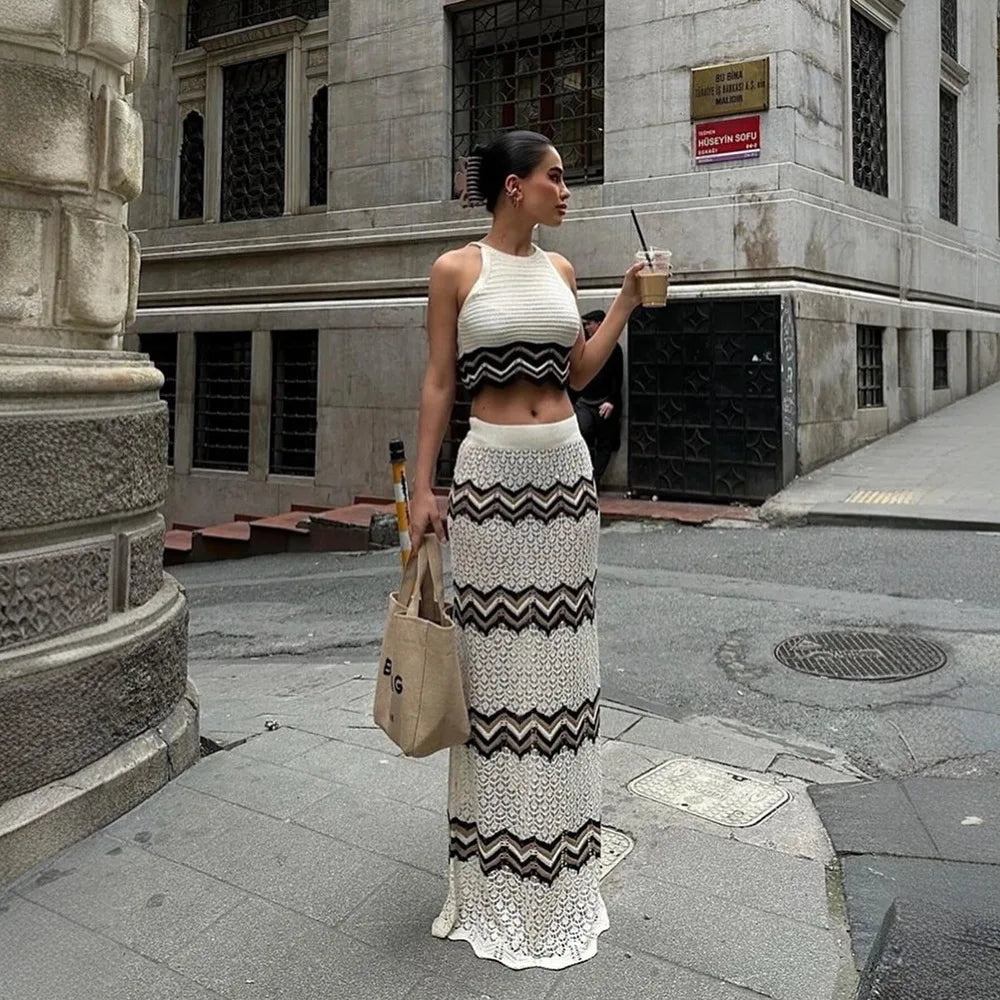 Knit Maxi Skirt and Crop Top 2pc Co-ord Set eprolo