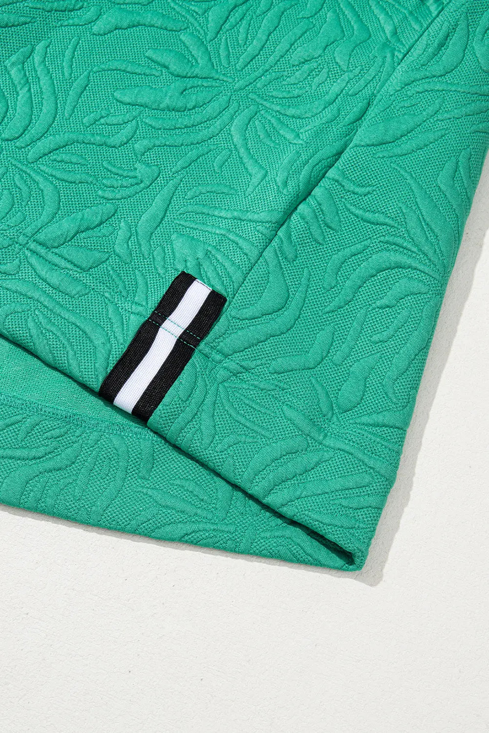 Sea Green Jacquard Textured Quarter Zipper Shift Mini Dress - eAura