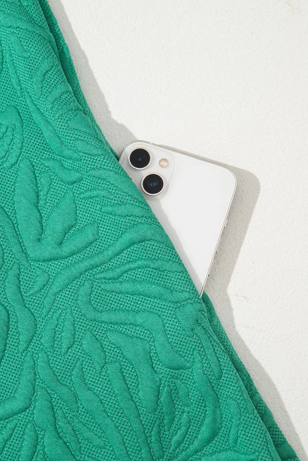 Sea Green Jacquard Textured Quarter Zipper Shift Mini Dress - eAura