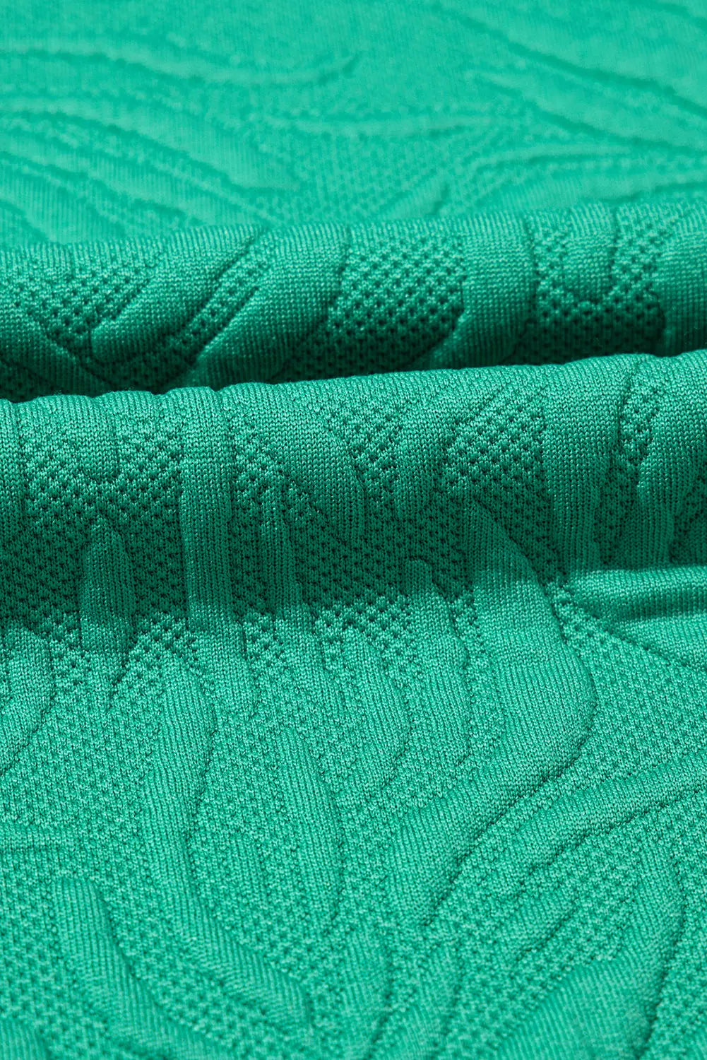 Sea Green Jacquard Textured Quarter Zipper Shift Mini Dress - eAura