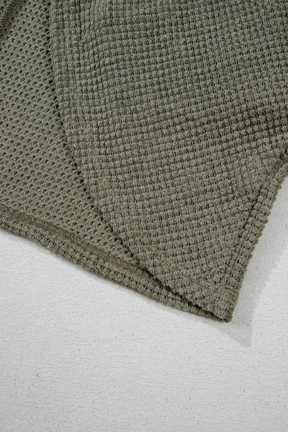 Seagrass Waffle Knit Drop Shoulder Open Front Pocketed Plus Size Cardigan - eAura