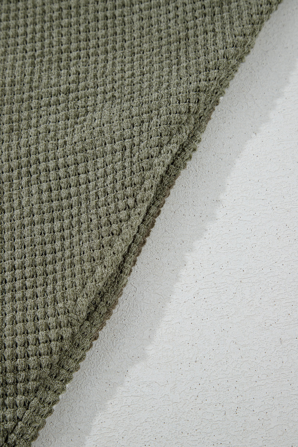 Seagrass Waffle Knit Drop Shoulder Open Front Pocketed Plus Size Cardigan - eAura