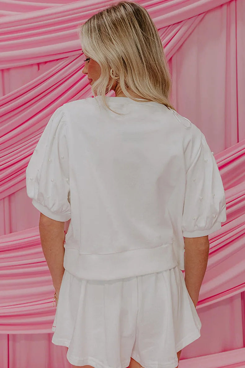 Skort and Short Sleeve Top Co-ord Set Pearl Stitching eprolo