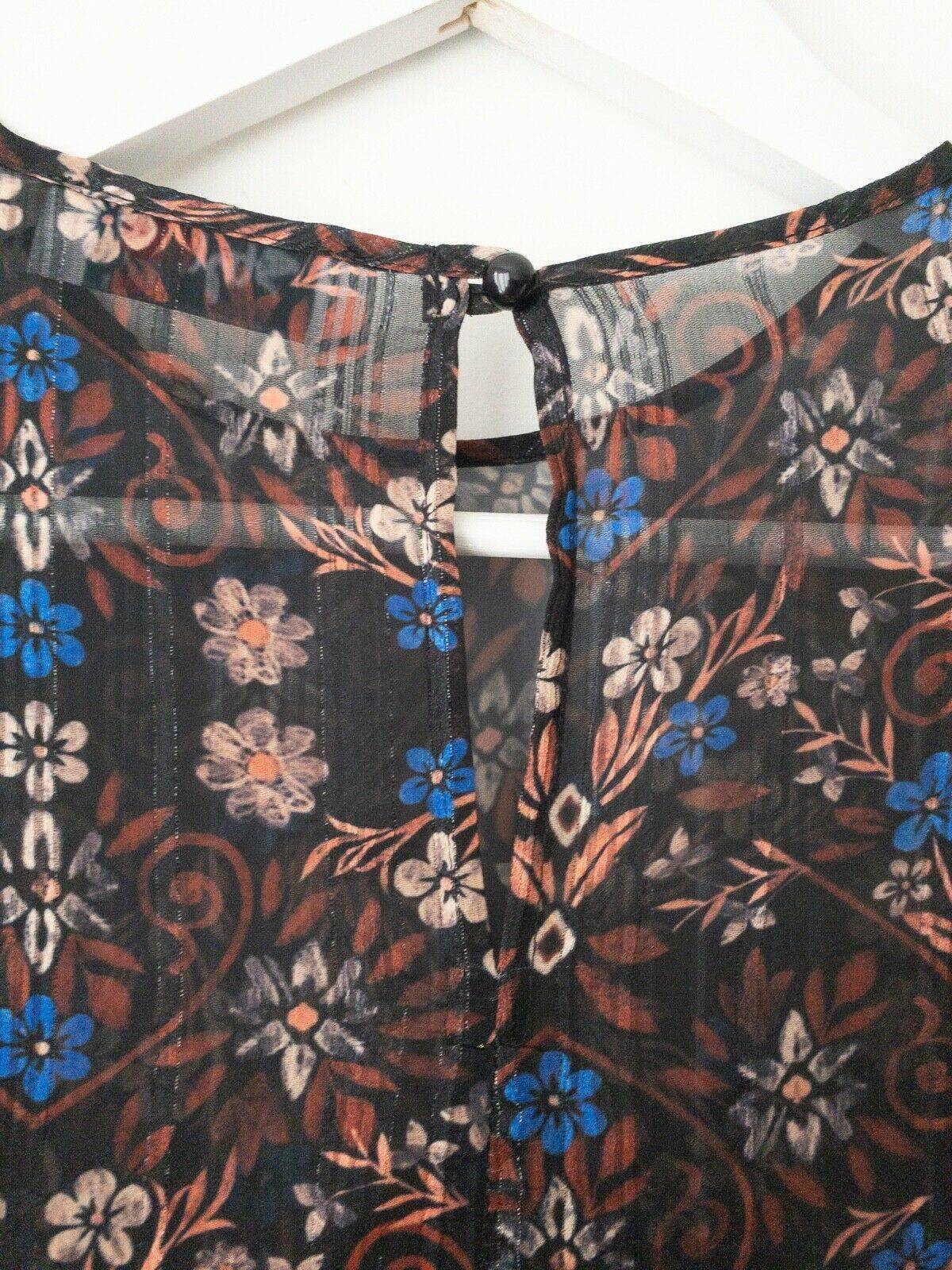 Sheer Chiffon Autumn Floral Blouse Size 10 / 12 - BB Fashion Outlet