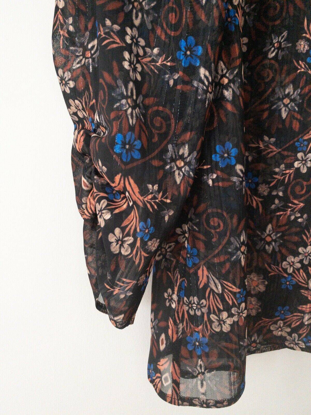 Sheer Chiffon Autumn Floral Blouse Size 10 / 12 - BB Fashion Outlet