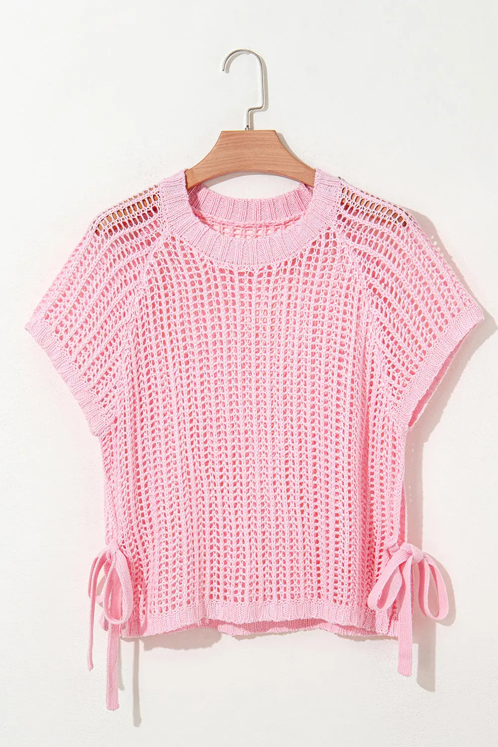 Side Tie Hollow-out Crochet Knit Top - eAura