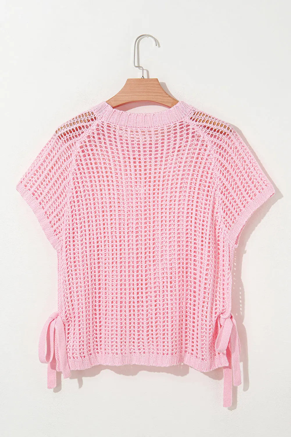 Side Tie Hollow-out Crochet Knit Top - eAura