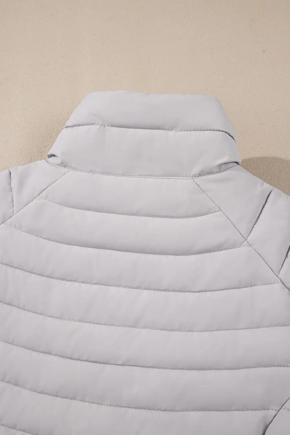 Silvery Solid Colour Quilted Zip-up Puffer Jacket - eAura