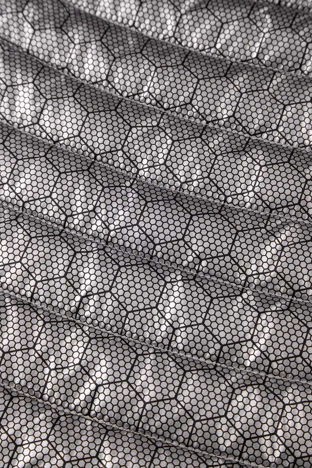 Silvery Solid Colour Quilted Zip-up Puffer Jacket - eAura