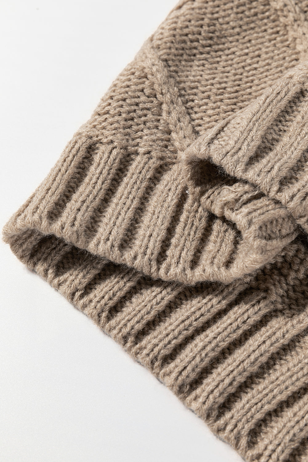 Simply Taupe Cable Knit Colourblock Satin Bowknot Short Sleeve Sweater - Sweaters & Cardigans/Short