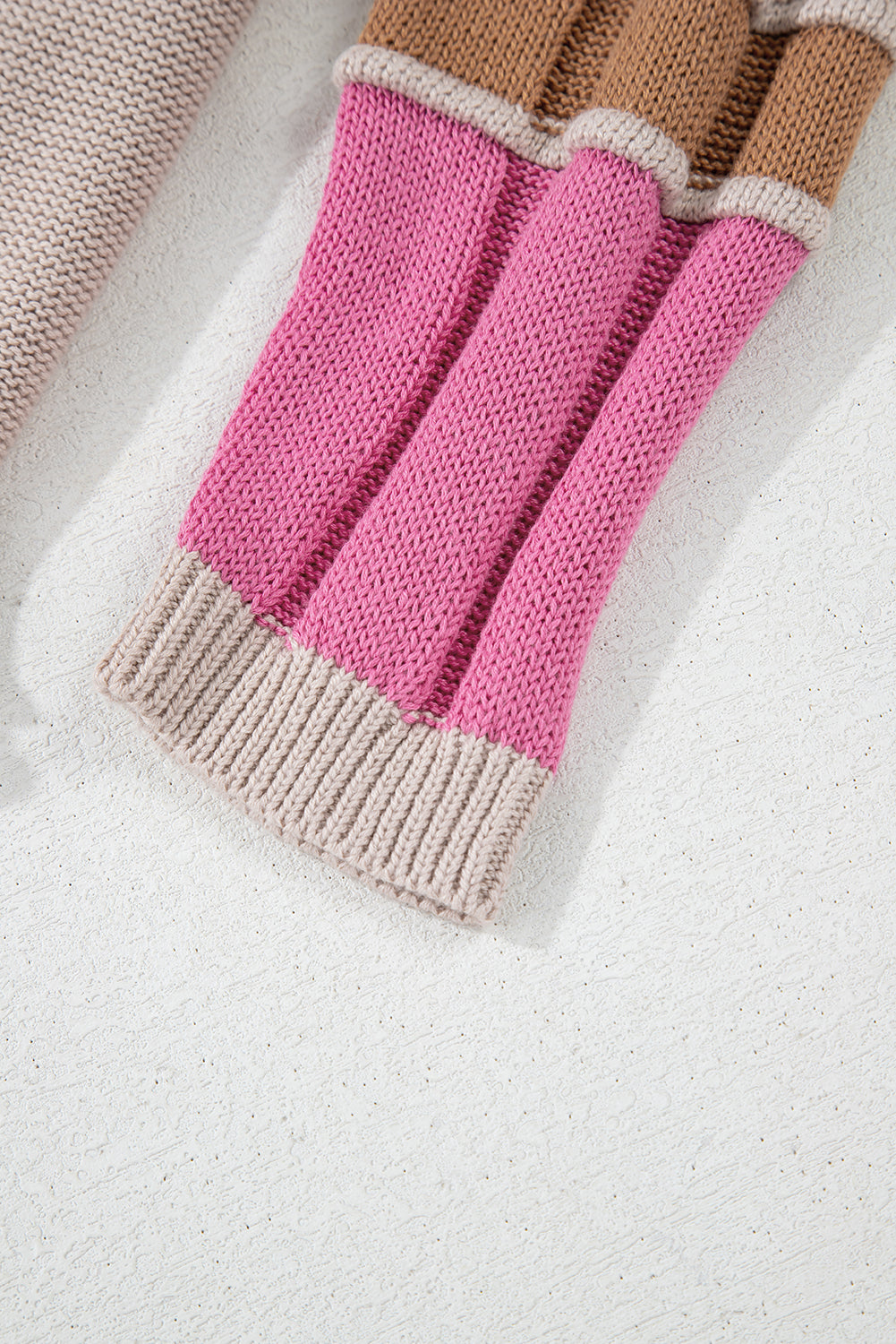 Simply Taupe Colourblock Exposed Seam Round Neck Sweater - Sweaters & Cardigans/Sweaters