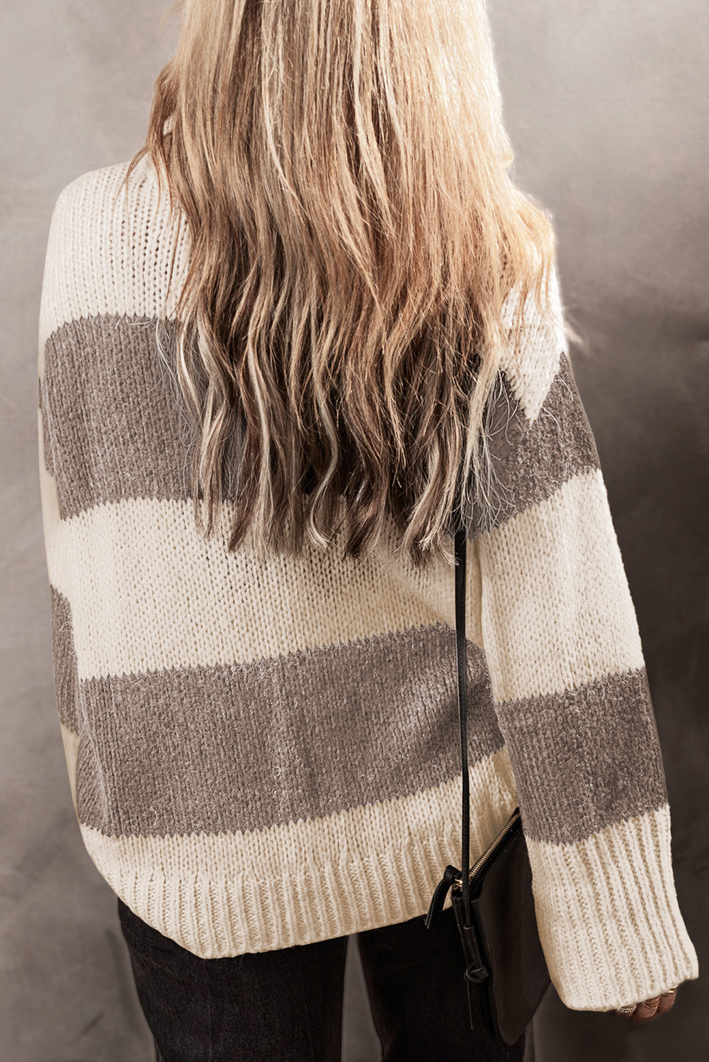 Simply Taupe Colourblock Loose Pullover Sweater - eAura