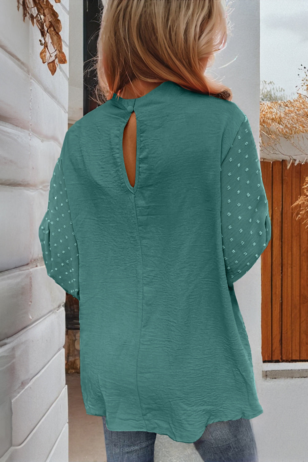Skobeloff Swiss Dot Balloon Sleeve Loose Blouse - eAura