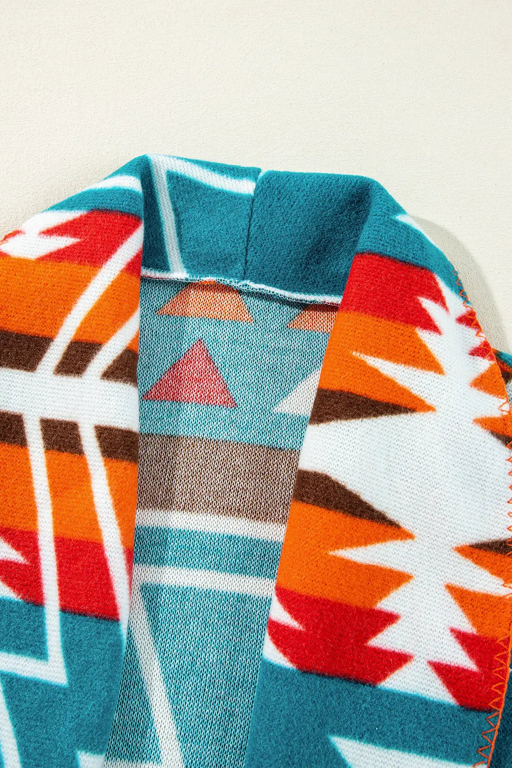 Sky Blue Aztec Printed Lapel Bell Sleeve Jacket - eAura