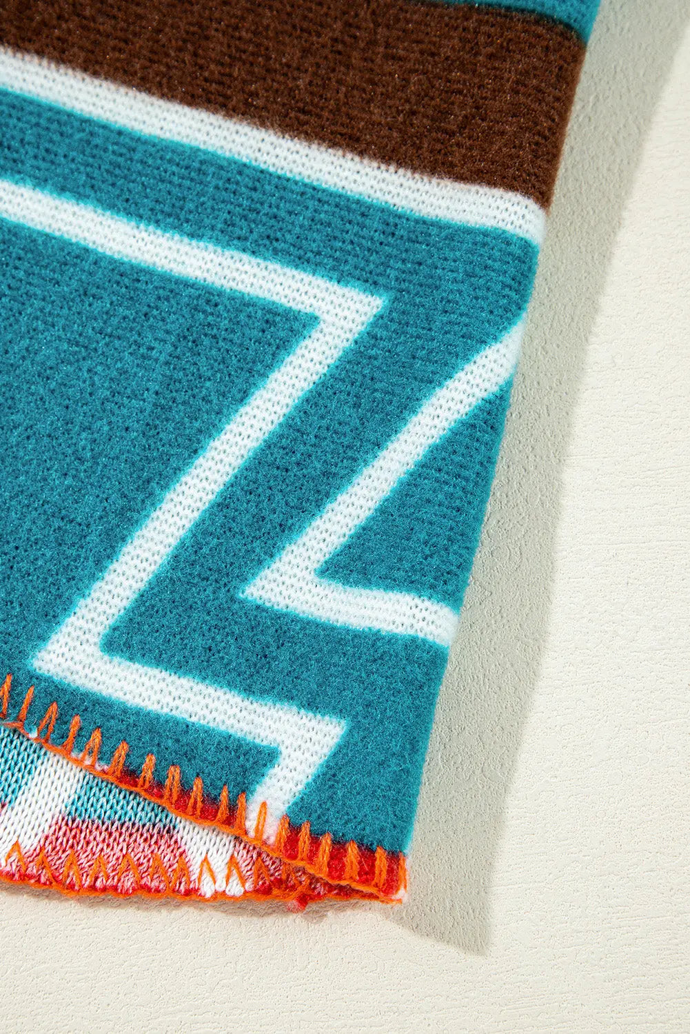 Sky Blue Aztec Printed Lapel Bell Sleeve Jacket - eAura