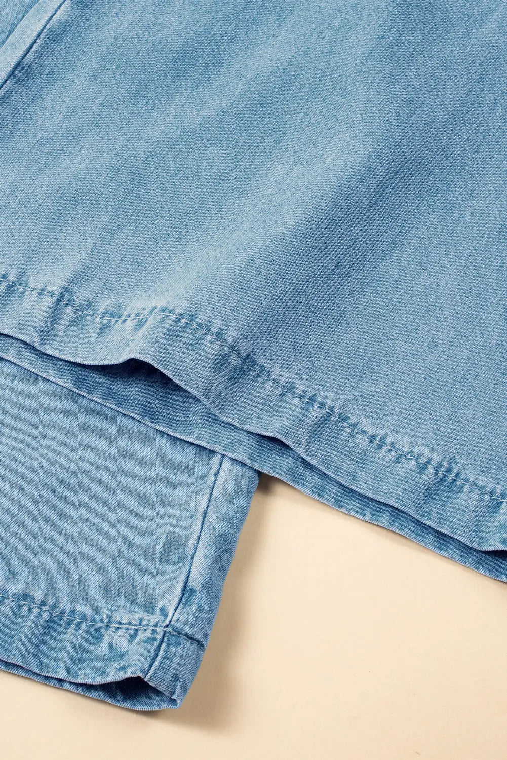 Sky Blue Drawstring High Waist Cargo Pocket Wide Leg Jeans eAura