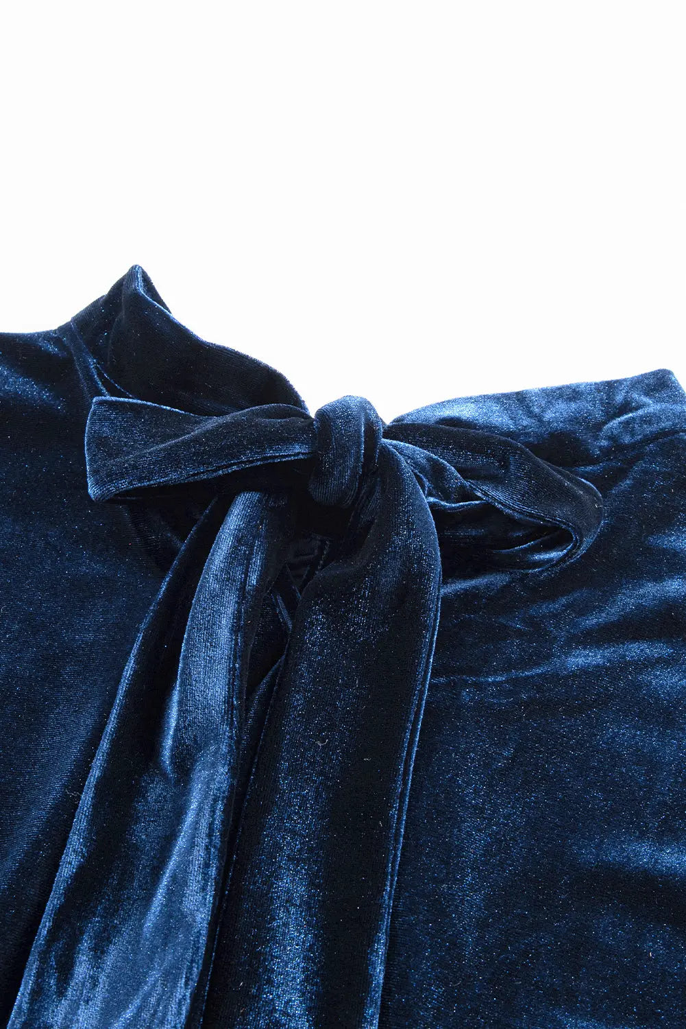 Sky Blue Fiery Mock Neck Puff Sleeve Velvet Blouse Beagle Boutique Fashion Outlet