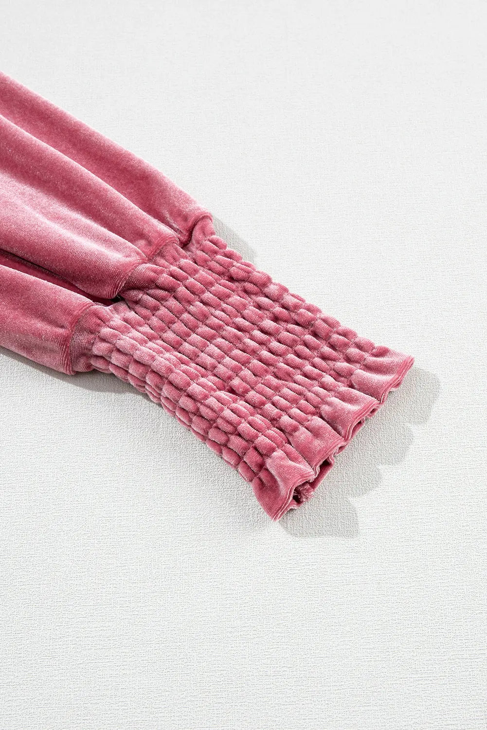 Sky Blue Fiery Mock Neck Puff Sleeve Velvet Blouse - eAura