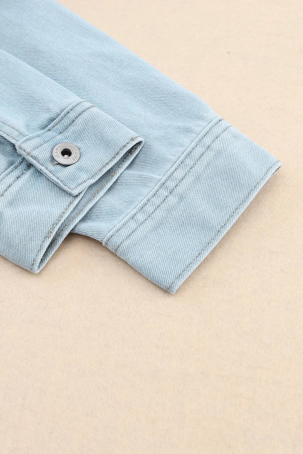 Sky Blue Flap Pocket Buttoned Raw Hem Denim Jacket - eAura