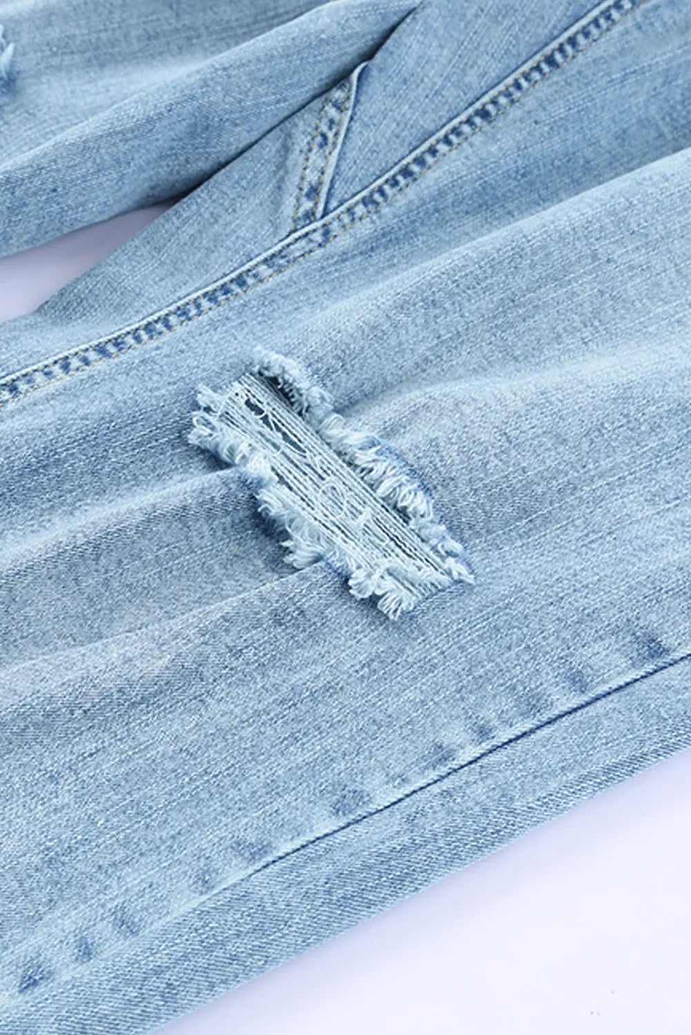 Sky Blue Gather Round Distressed Pocketed Denim Jogger eAura