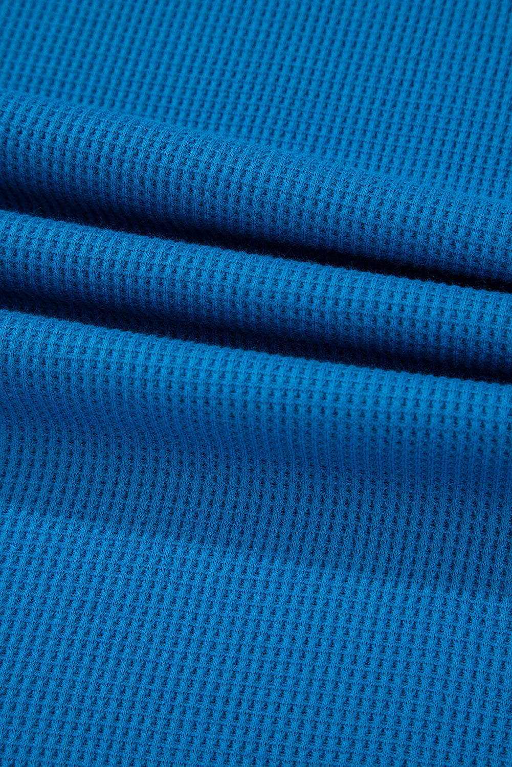 Sky Blue Lace Floral Patchwork Sleeve Stitching V Neck Rib Knit Blouse - eAura