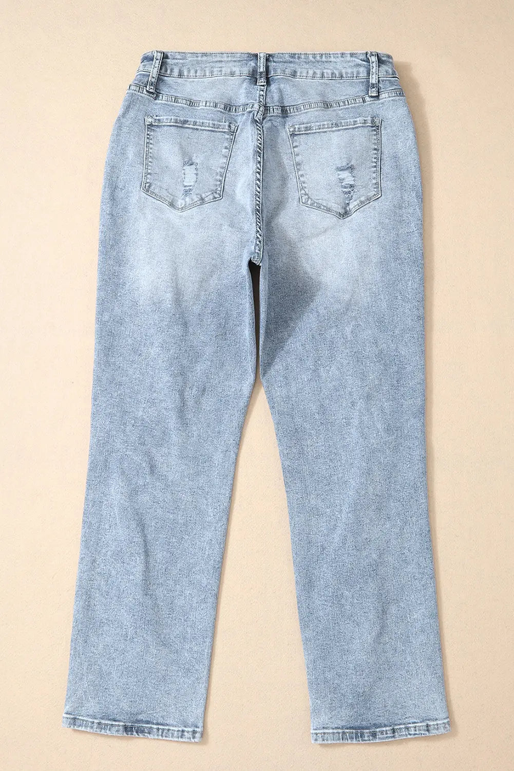 Sky Blue Light Wash Frayed Slim Fit High Waist Jeans eAura