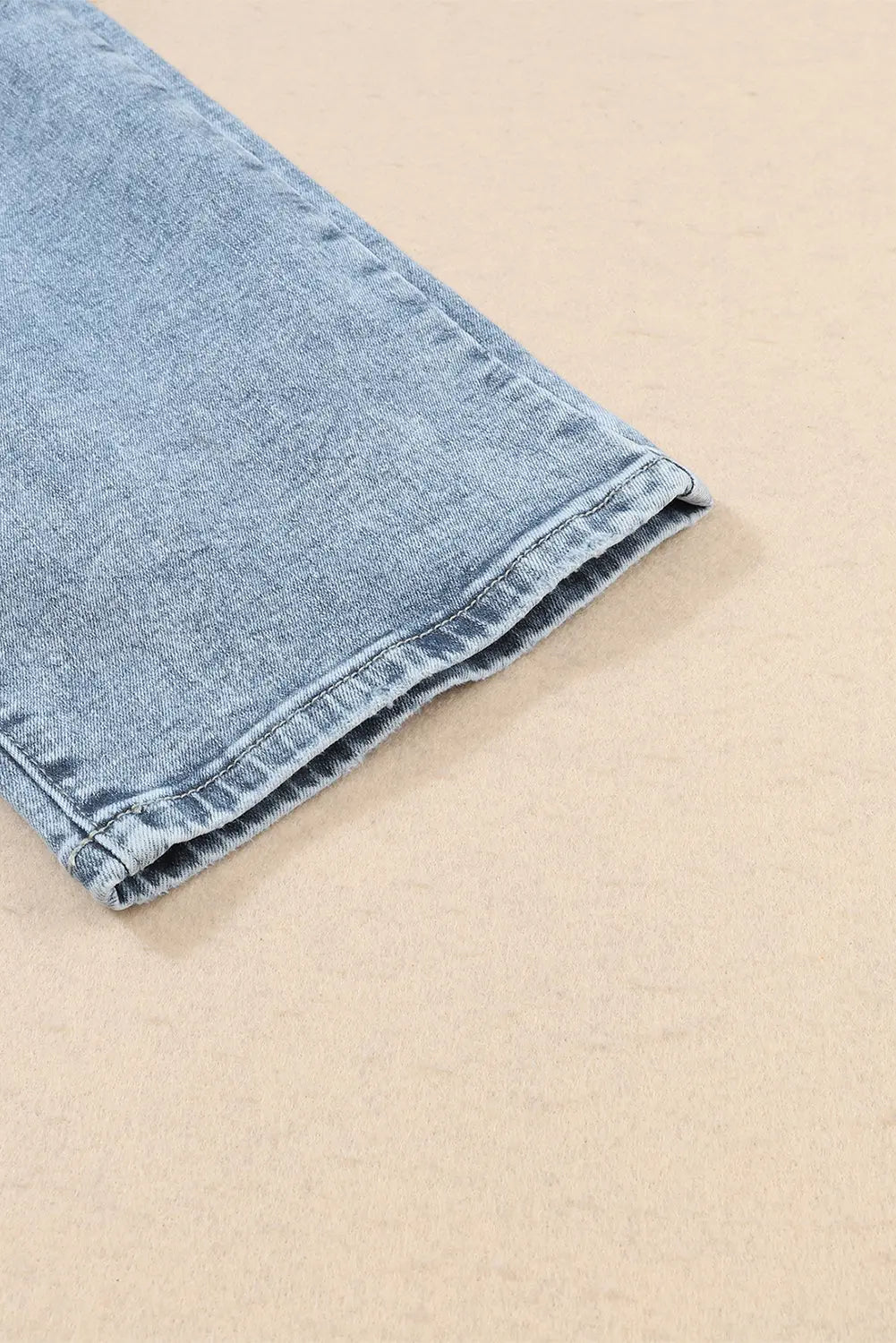 Sky Blue Light Wash Frayed Slim Fit High Waist Jeans eAura