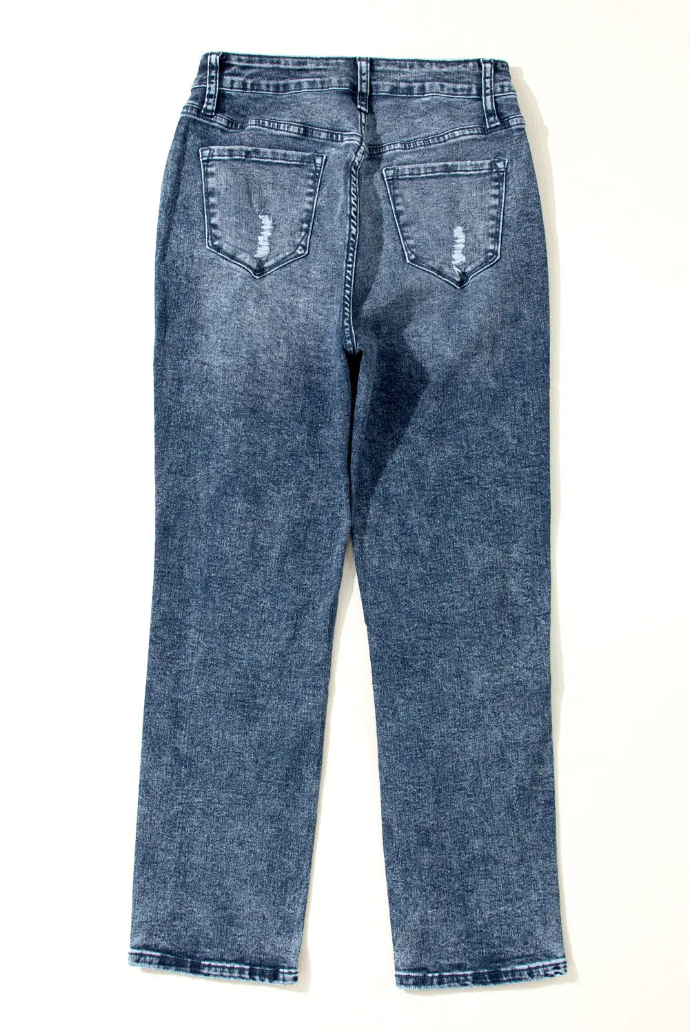 Sky Blue Light Wash Frayed Slim Fit High Waist Jeans eAura