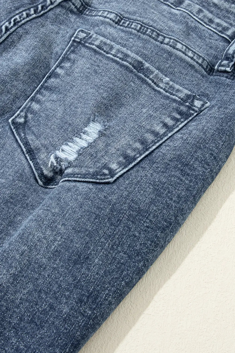 Sky Blue Light Wash Frayed Slim Fit High Waist Jeans eAura