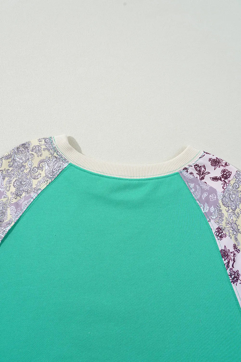 Sky Blue Plus Size Plaid Floral Patchwork Raglan Sleeve Sweatshirt Beagle Boutique Fashion Outlet